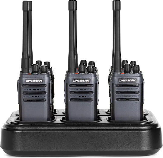 Pack 6 Dynascan Eu-55 Επαγγελματικά Pmr-446 + Πολλαπλός Φορτιστής 6 Θέσεων