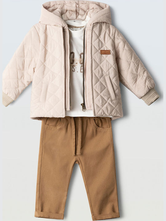 Kinderbekleidungssets mit Hosen und Mantel Sommer 3 Stück Beige