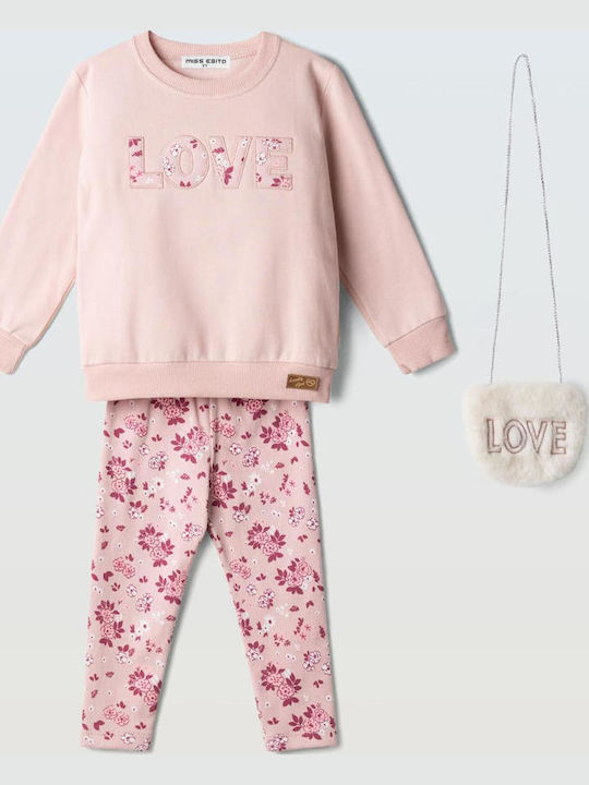 Kinderbekleidungsset mit Leggings Winter 2 Stück Rosa