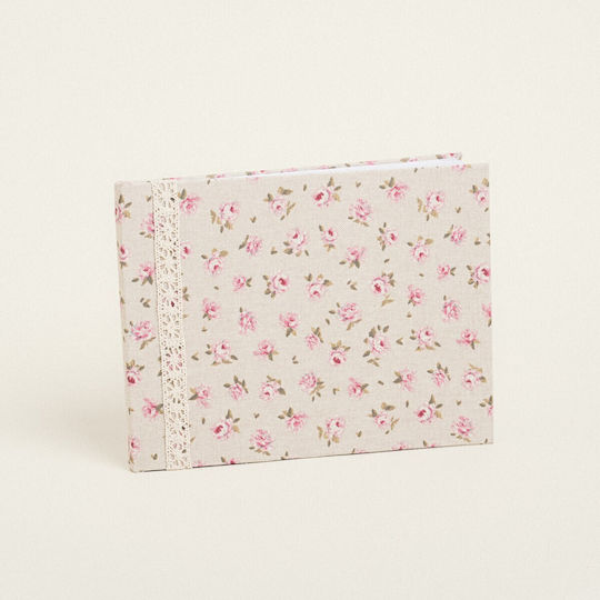 Beauty Home Baptism Guest Book Mini Floral Beige Side