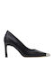 Leder Pumps mit Mittelhohem Absatz Schwarz