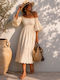 Sommer Midi Hemdkleid Off-White
