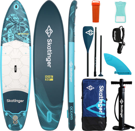 Skatinger Turtle Ocean Φουσκωτή Σανίδα SUP με Μήκος 3.2m Τιρκουάζ