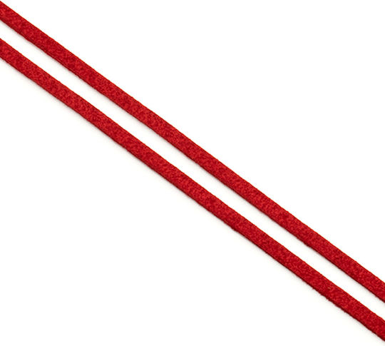 Synthetic Suede Flat Lace 3mm 30m Red Pack 1 Card