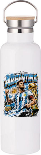 Thermos Bottle 750ml Bamboo White World Cup 2026 Lionel Messi