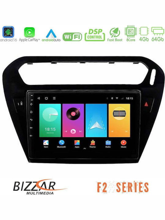 Bizzar Car Audio System for Peugeot 301 Citroen C-Elysee Bluetooth USB WiFi GPS Apple CarPlay Android Auto with 9" Touch Screen