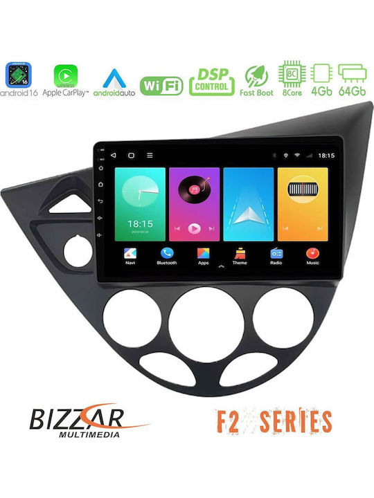 Bizzar Sistem Audio Auto pentru Ford Focus 1999-2004 Bluetooth USB Wi-Fi GPS Apple CarPlay Android Auto cu Ecran Tactil 9