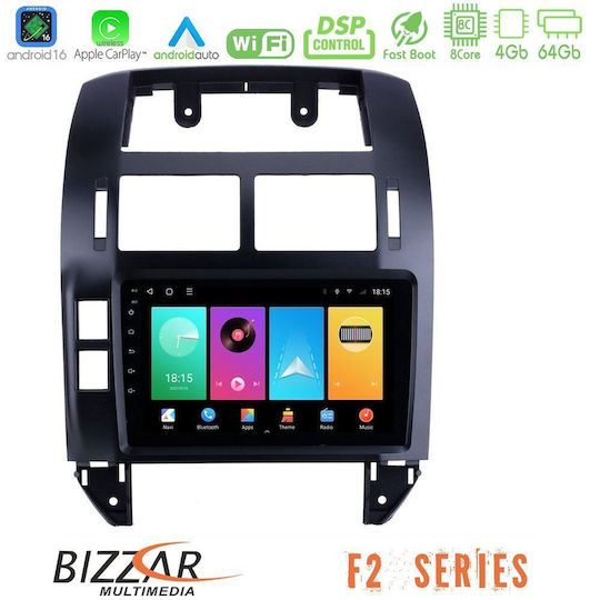 Bizzar Ηχοσύστημα Αυτοκινήτου για Volkswagen Polo 2002-2009 (Bluetooth/USB/WiFi/GPS/Apple-Carplay/Android-Auto) με Οθόνη Αφής 9"