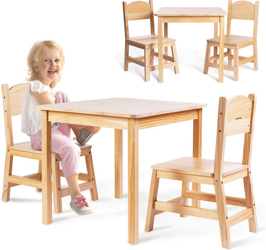 Set Kinder Tische mit Stühlen für Malerei aus Hölzernes Beige Mamabrum