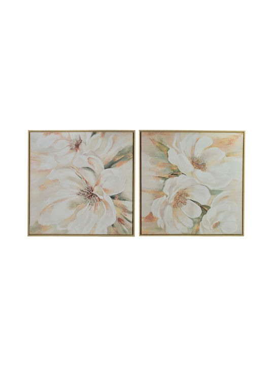 Inga Set 2 Gemälde 60x60cm Weiße Blumen