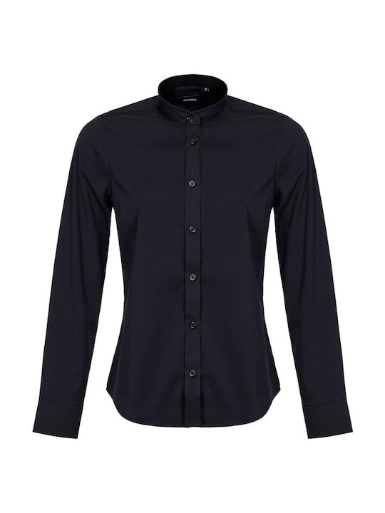 Velilla Arbeitshemden und T-Shirts Damen Elastisches Weiß Mao-Kragen Shirt
