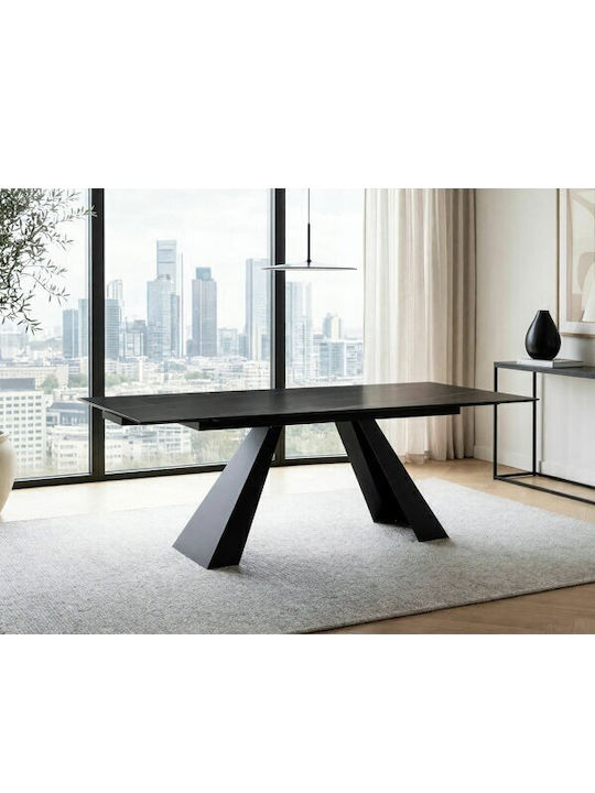 Detroit 983 Ausziehbarer Esszimmertisch Schwarz 160x90x77cm