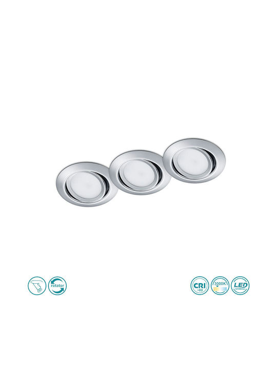 Trio Lighting Rila Square Metallic Recessed Spot Silver 3pcs