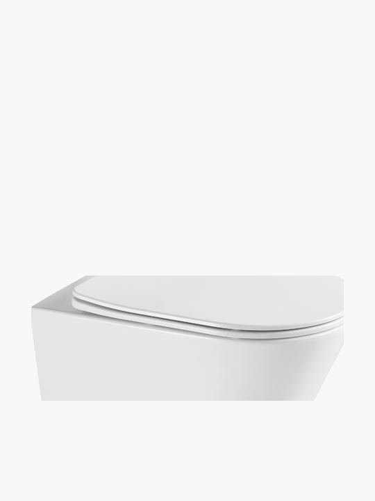 Oikossi Vienna Монтирана на стена тоалетна Безръбна с тоалетна чиния със Slim капак Duroplast Софт Клоуз Бяла