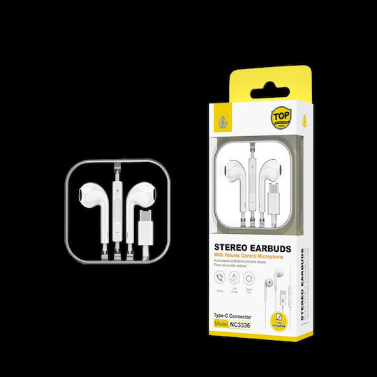 Moveteck 463.056847 Earbuds Handsfree Earphones with USB-C Plug White