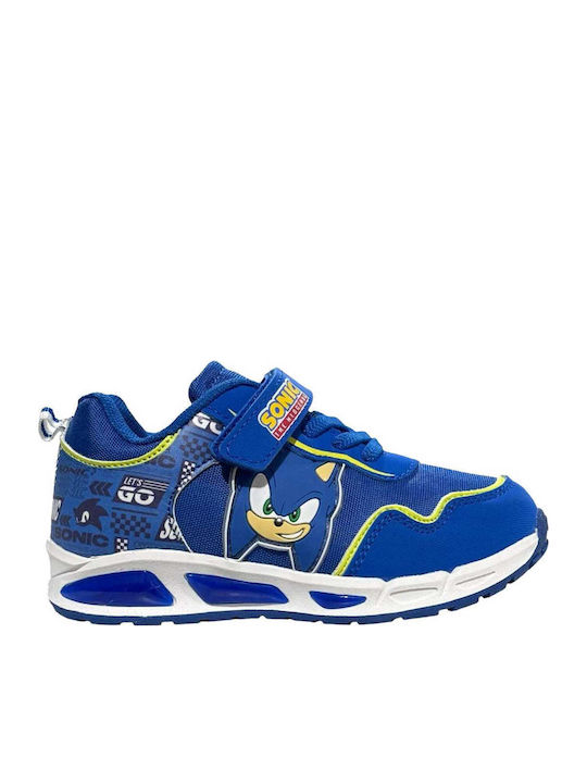 Kids Sneakers with Hoop & Loop Closure & Lights Blue