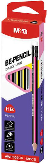 M&G Pencil HB With An Eraser 3 Colors 1 Piece