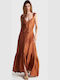 Summer Maxi Shirt Dress Orange