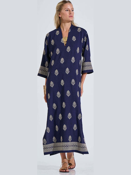Summer Maxi Shirt Dress Blue