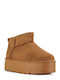 Suede Women's Ankle Boots with Fur Brown