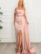 Sommer Abendkleid Slip Dress Satin Wickel mit Masche Rosa