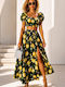 Set Mit Hohe Taille Maxi Rock Polka Dot Gelb