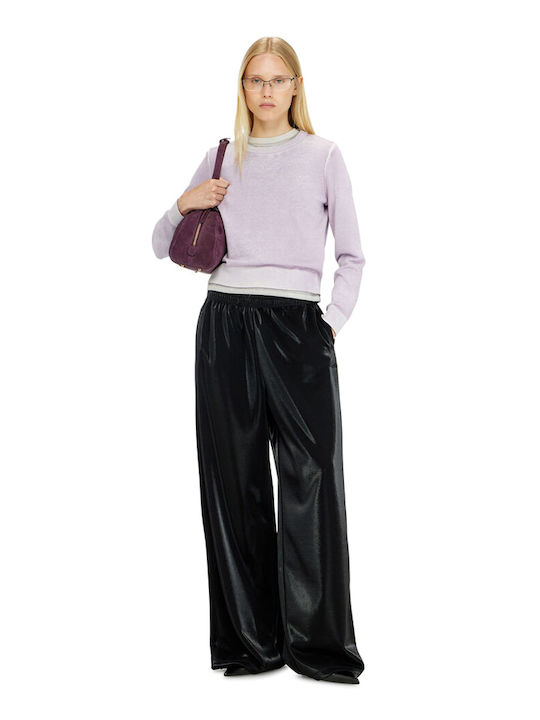Diesel Damen Stoffhose mit Gummiband Regulär Passform Schwarz Diesel Damen Stoffhose mit Gummiband Regulär Passform Schwarz