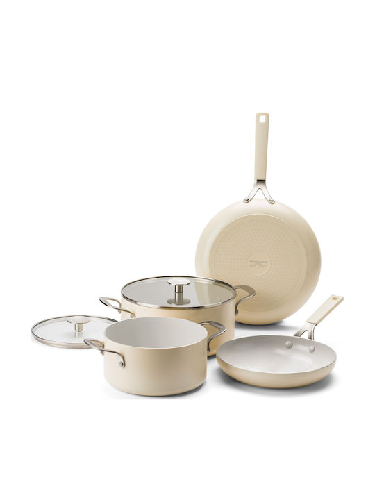 Kitchenaid Set De Vase De Gătit Din Aluminiu Almond Cream 4 Bucăți