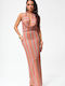 Summer Maxi Dress for Wedding - Christening Drape Open Back Orange