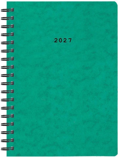 Next Daily Agenda Prespan 2027 Green Spiral 14x21cm (with Personalization)