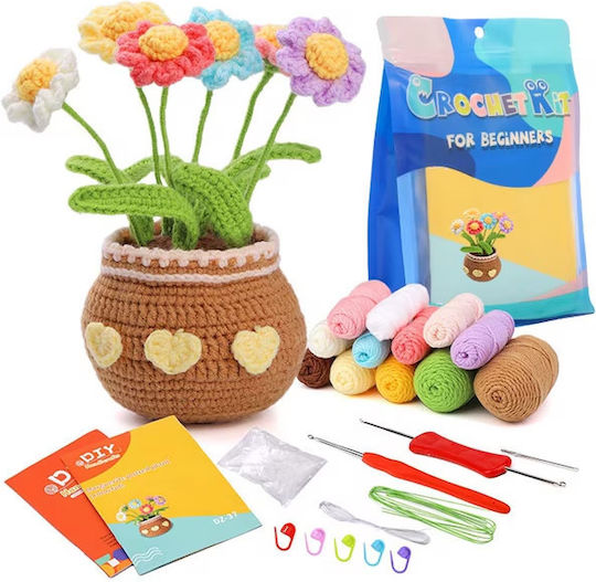 Crochet Kit Set Beginners Quality Material Multicolor Video Tutorials Flower Bouquet