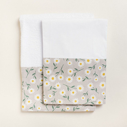 Beauty Home Set Christening Oilcloths Daisies White 3 Pieces