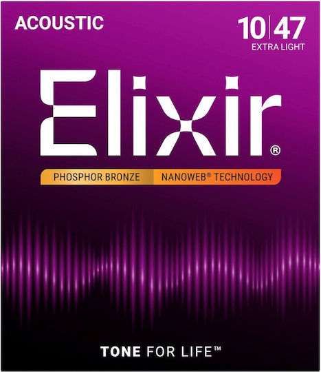Elixir Light Σετ Χορδών Phosphor Bronze Ακουστικής Κιθάρας 10 - 47"