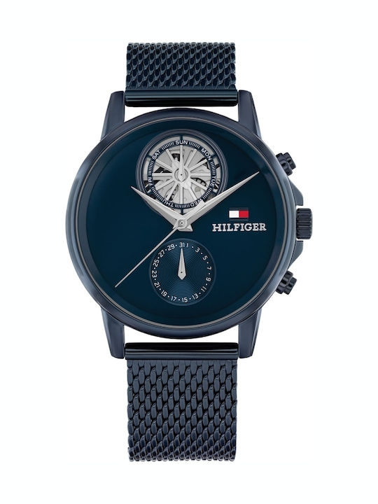 Tommy Hilfiger Stewart Ceas Bărbătesc 40mm Cu Baterie Și Brățară Din Metal Albastră