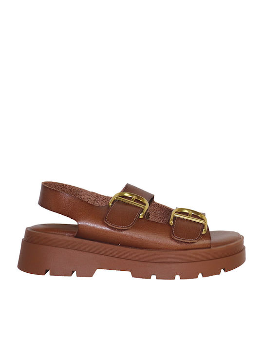 Дамски Сандали Flatforms Тютюнев