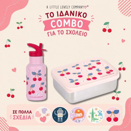 A Little Lovely Company Ανοξείδωτο Παιδικό Σετ Φαγητού 0.35lt Ασημί