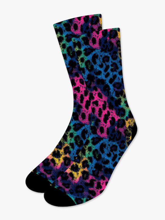 Printed Neon Leopard Socks Nodo