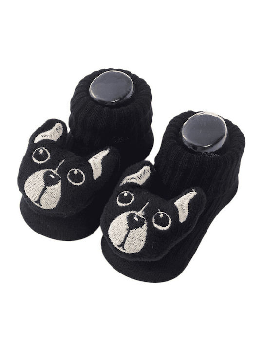 3d Niedliche Baumwoll-Kindersocken mit Hundemotiv – Schwarz