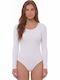 Damen-Bodysuit Langarm Weiß 1111ley