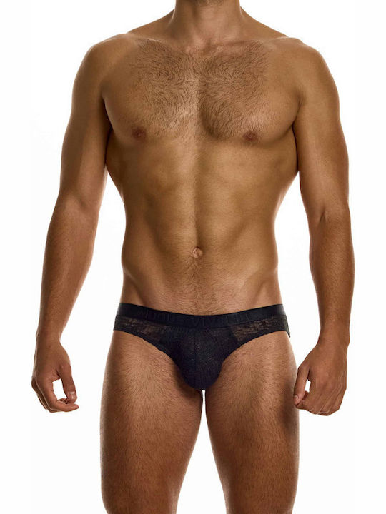 Herren Slip Schwarz mit Mustern 17613