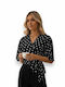 Women's Blouse Polka Dot Black