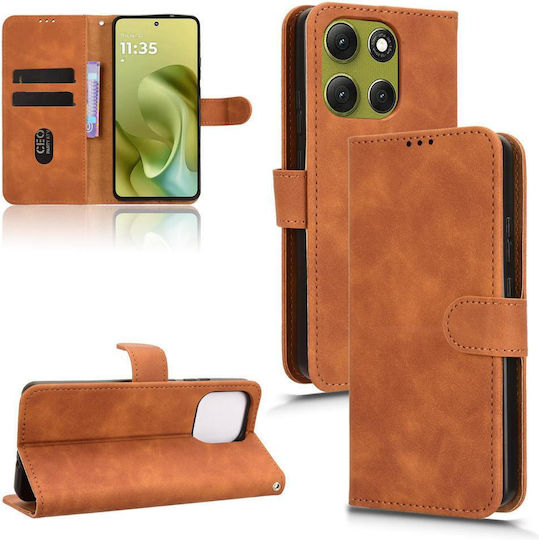 Leather Silicone Brown Wallet (Moto G86 Power)