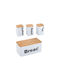 Set of 4 Metal Brown Food Jars for Coffee Tea Sugar with Lid