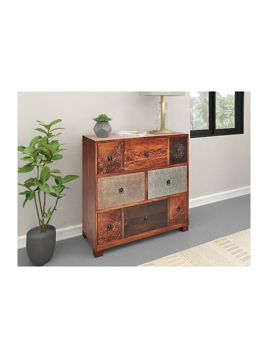 Denton 1519 Sideboard aus Massivholz mit Schubladen Schwarz 85x35x85cm
