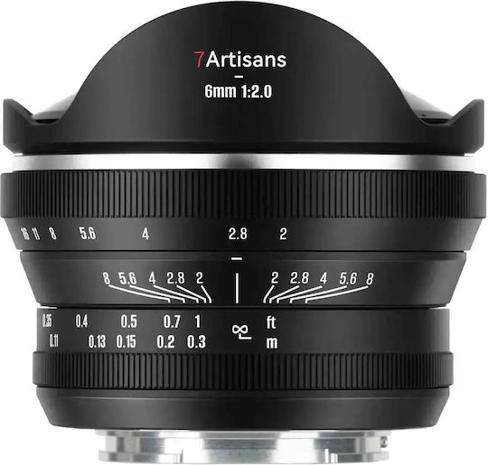 7artisans Crop Kameraobjektiv MF Fisheye 6mm f/2.0 M43 Fisheye für Olympus 4/3 Berg Schwarz