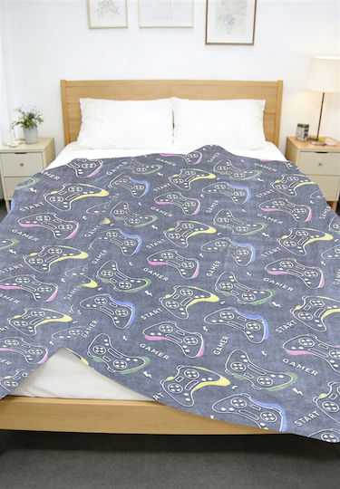 Dimcol Fleece Gamer Fluorescent Fluorescent Blanket 225x175cm
