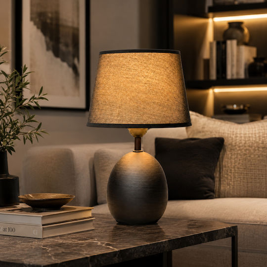 Metal Table Lamp for E27 Fitting with Black Shade and Bronze Base