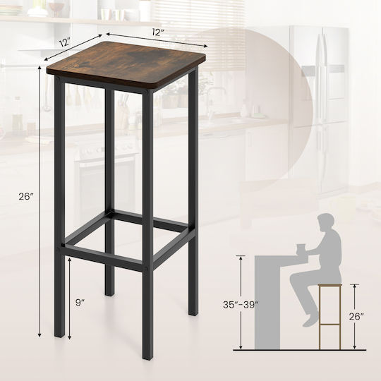 Bar Stool Metallic Rustic Brown 66.04x30.48x30.48cm
