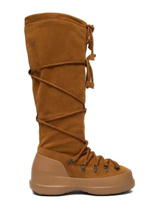 Luna Suede Γυναικείες Μπότες Χιονιού Καφέ