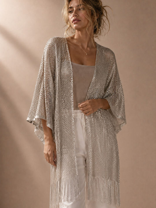 Gestrickter Kimono Silber